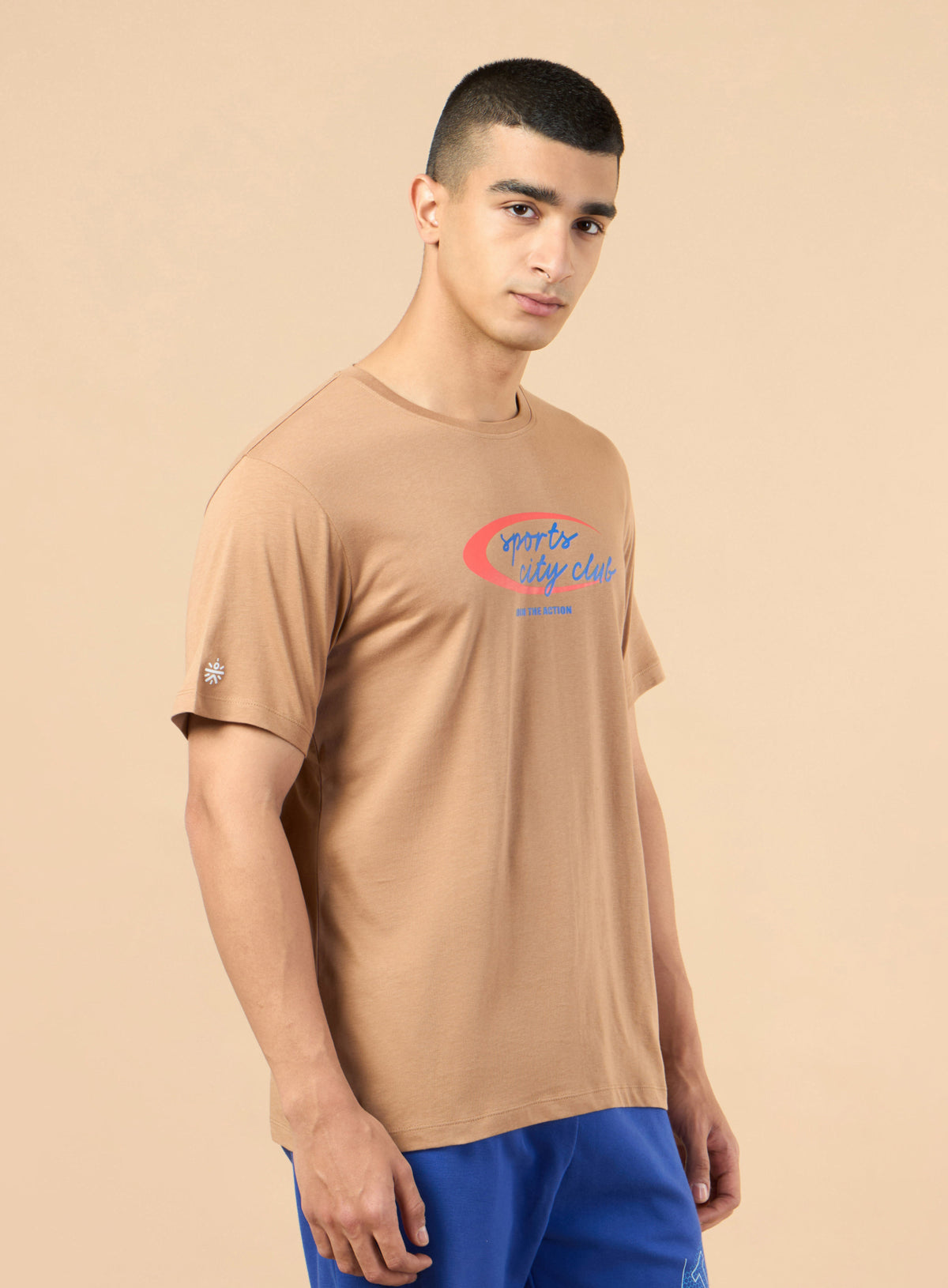 Men's Khaki Sports City Club Graphic T-shirt