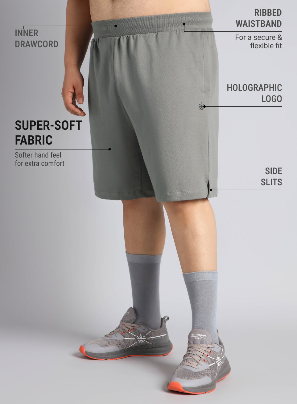 Men's Grey Plus Size Training Essential Shorts