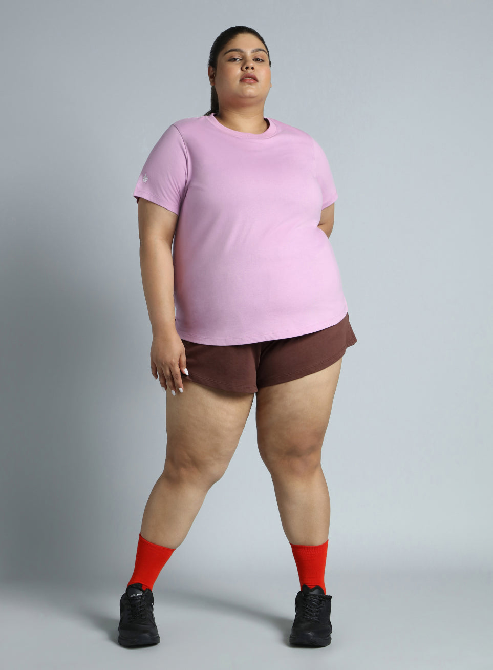 Women's Pink Cotton Plus Size Play Day Regular Fit T-shirt