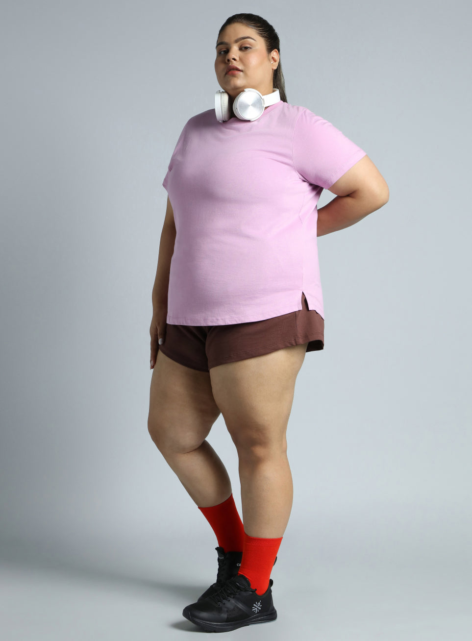 Women's Pink Cotton Plus Size Play Day Regular Fit T-shirt