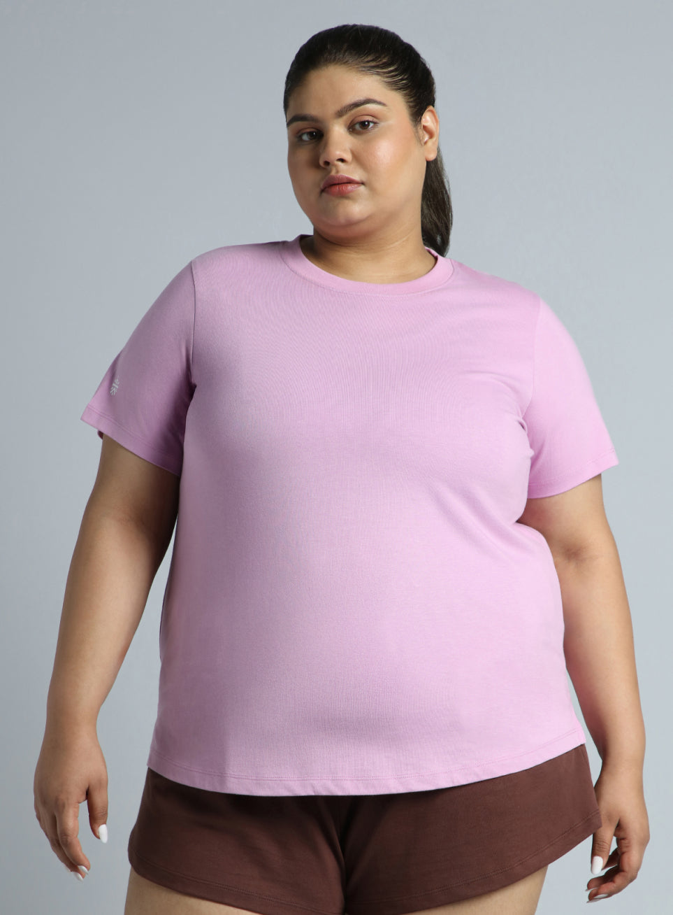 Women's Pink Cotton Plus Size Play Day Regular Fit T-shirt