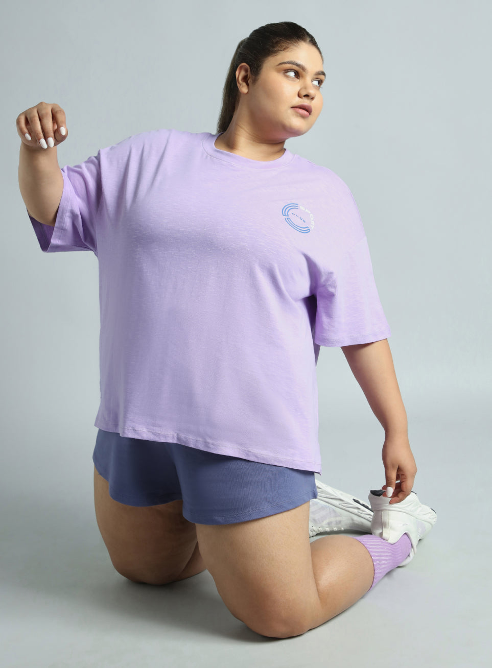 Women's Pink Sports Club Plus Size Oversized Fit T-shirt