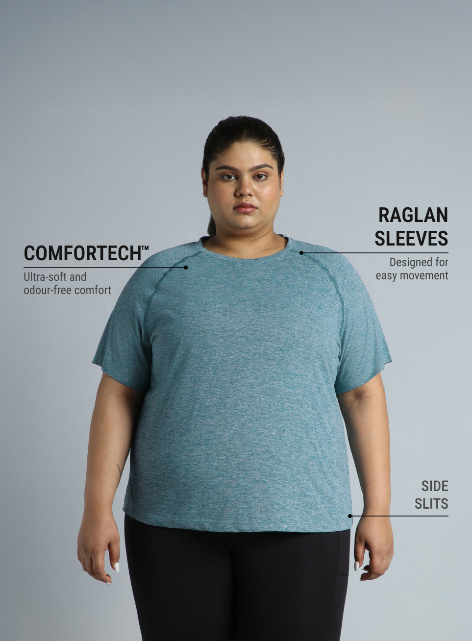 Women's Blue Flex Plus Size COMFORtech Regular Fit T-shirt