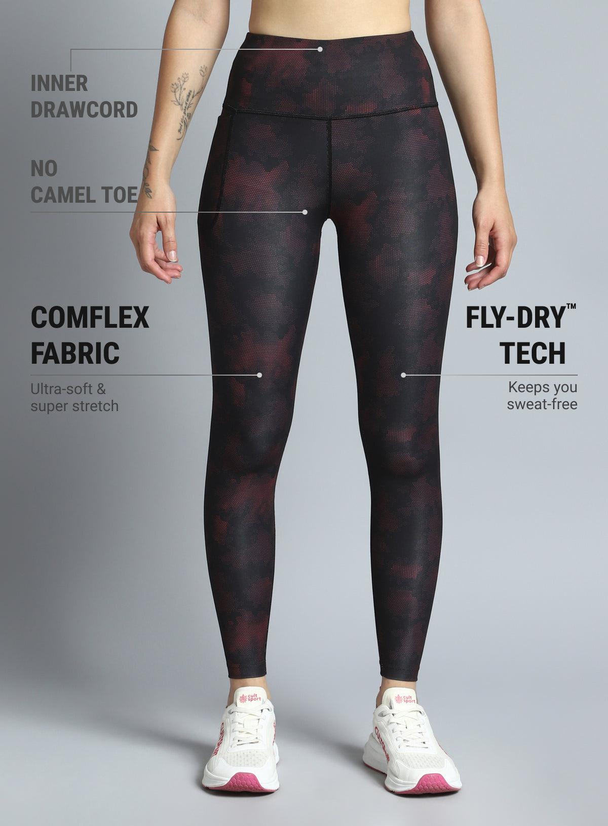 Women's Black Dance Flow AOP COMFlex Tights