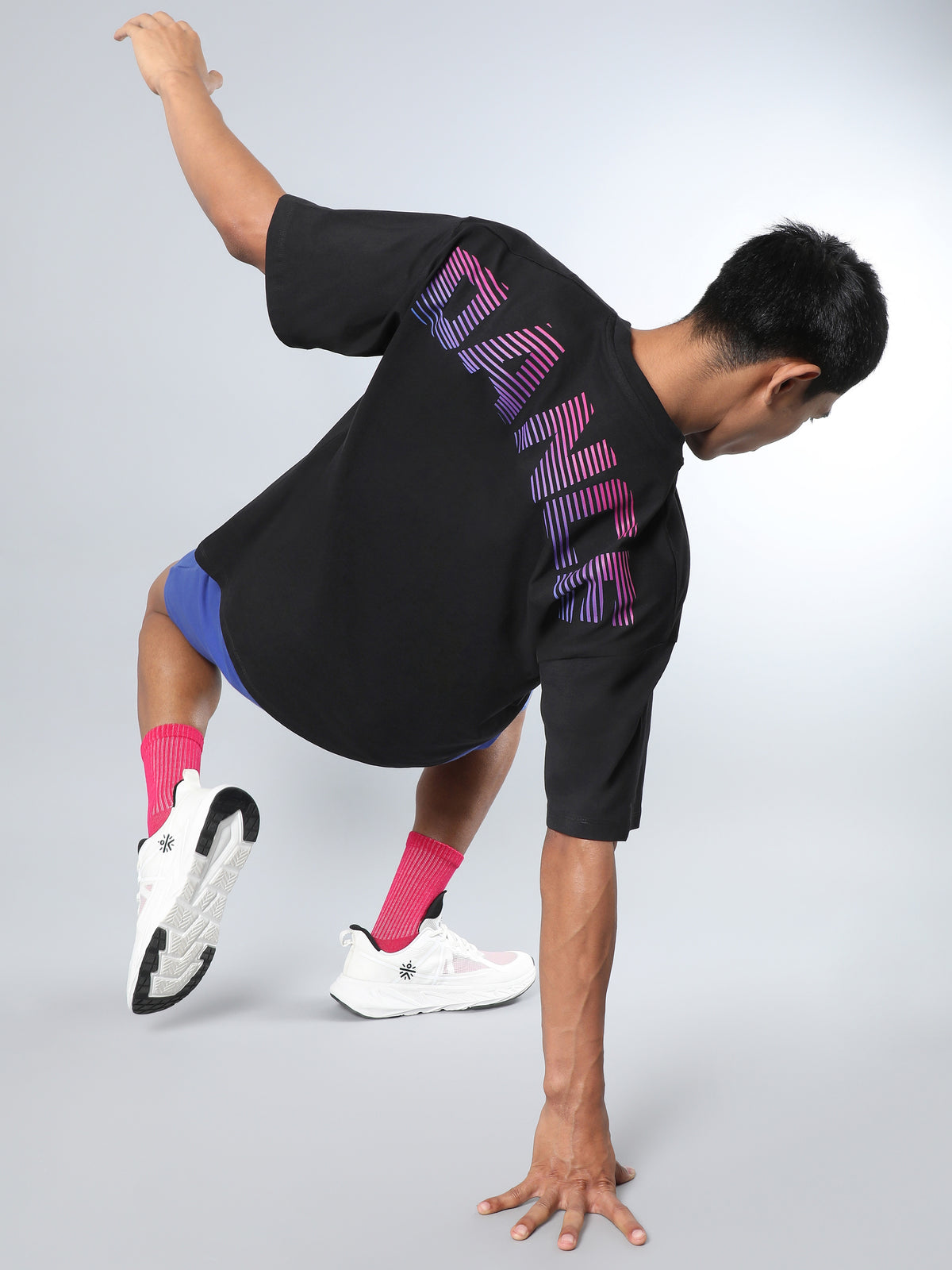 Men's Black Dance Back Print Oversized fit T-shirt