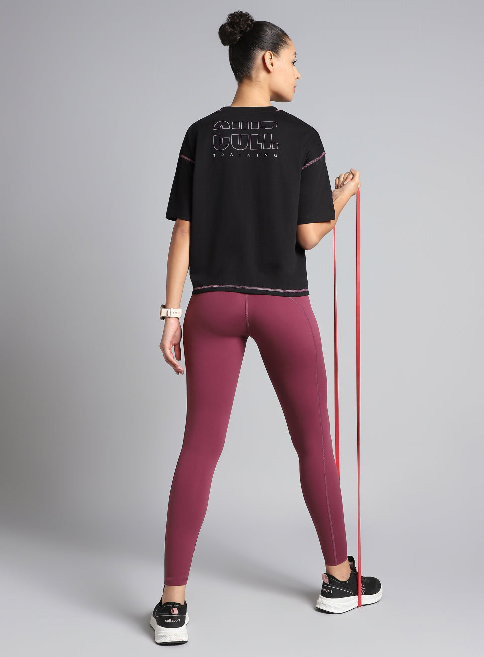 Women's Cult Black Training Graphic Boxy Crop Fit T-shirt