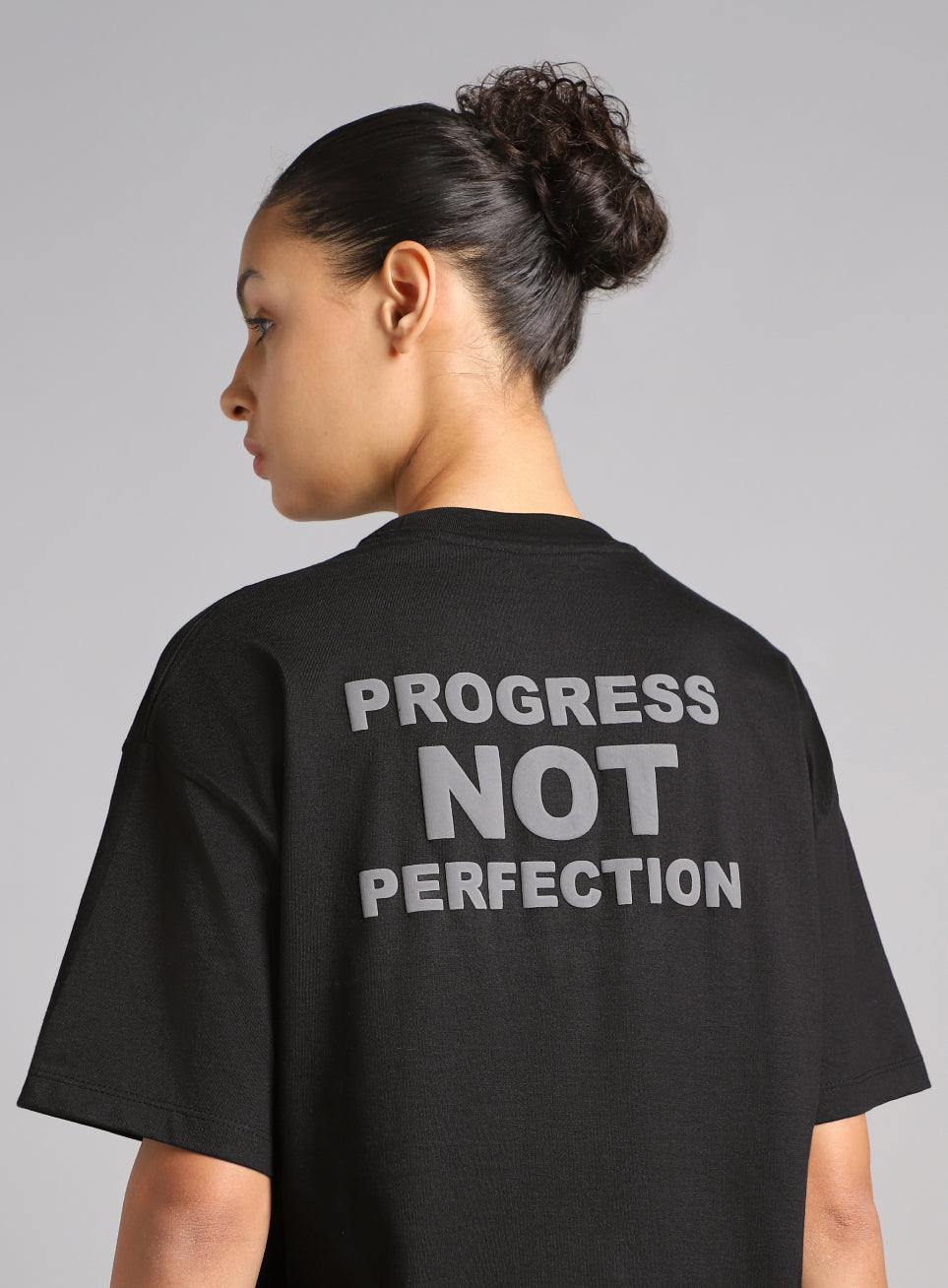 Women's Black Back Print Oversized Fit T-shirt