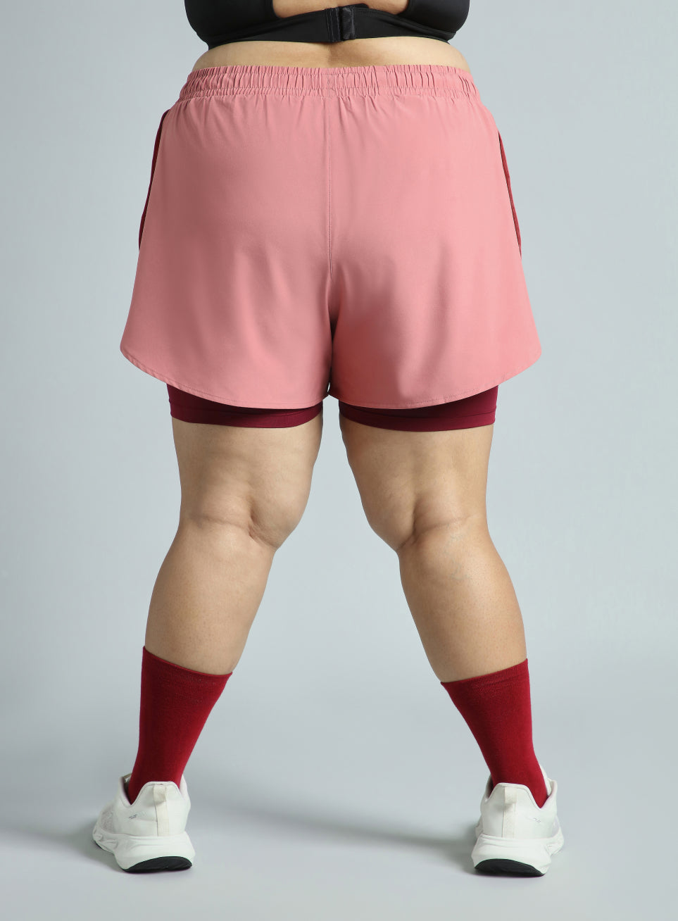 Women's Pink Running Essential Plus Size Built in Shorts