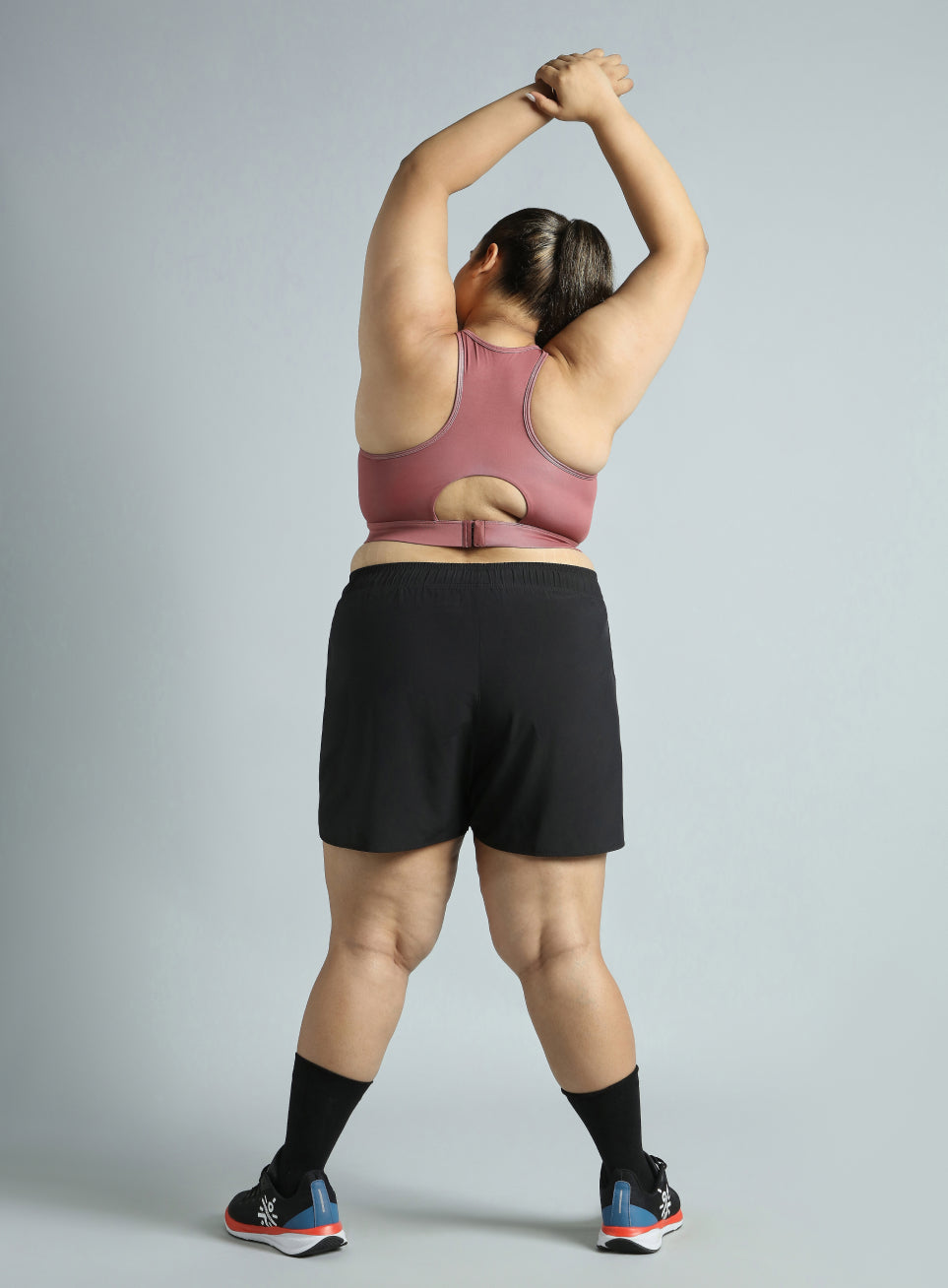 Women's PInk Racer Back Hook Running High Support Plus Size Sports Bra