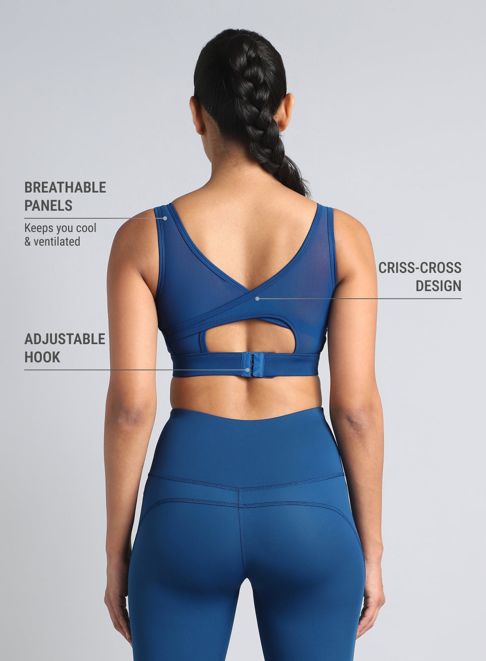 Women's Blue AOP Cross Over High Impact Bra