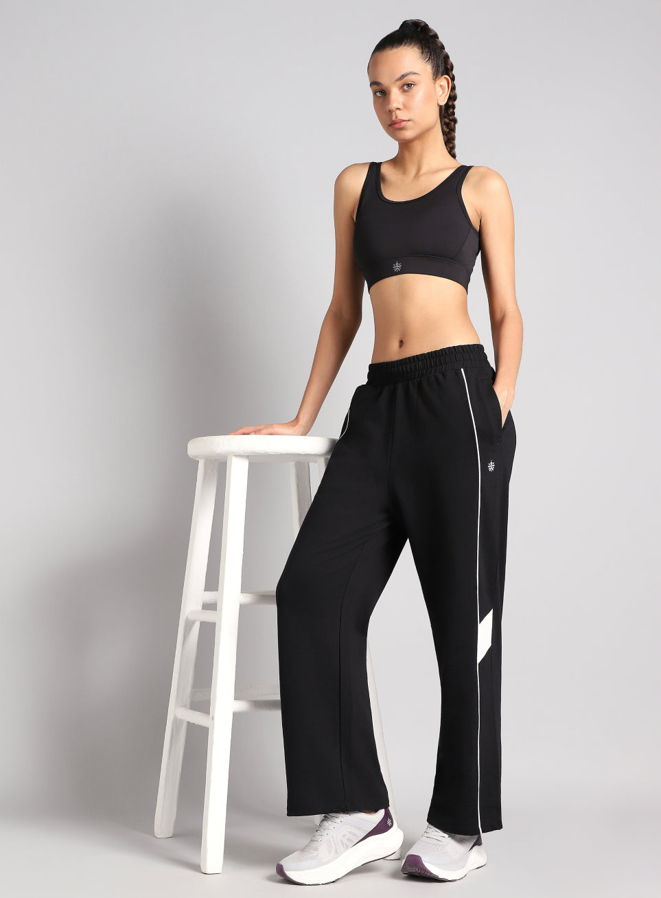 Women's Black Play On Straight Fit Trackpants
