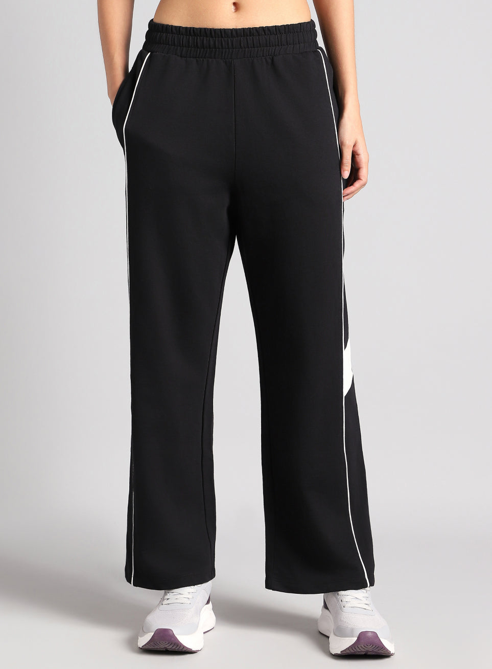 Women's Black Play On Straight Fit Trackpants