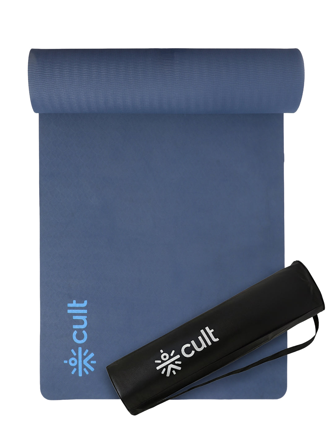 CULT TPE Yoga Mat 10mm Extra Thick with Carry Strap and Bag Non-Toxic, Latex-Free, Anti-Slip, Tear-Resistant & Lightweight Superior Cushioning for Joint Support, Meditation & Home Workouts- Navy