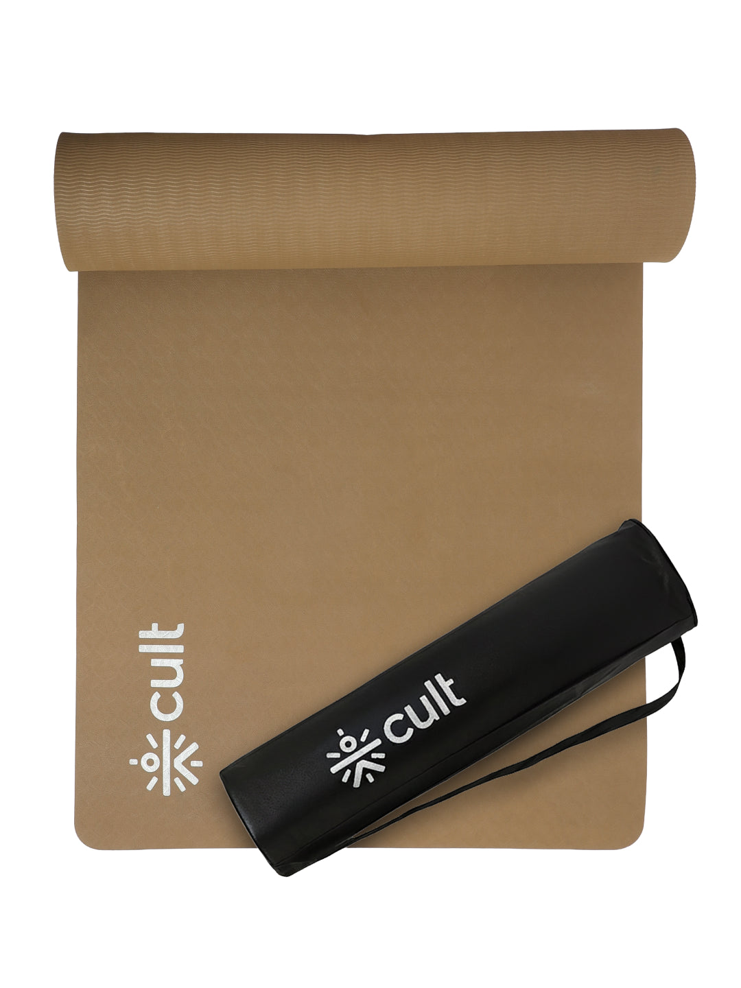CULT Ultra Cushioned 8mm TPE Yoga & Pilates Mat Eco-Friendly, Skin-Friendly, Anti-Skid, Tear-Resistant, Lightweight & Portable with Carry Strap and Bag Ideal for Home, Gym & Outdoor Workouts - Brown