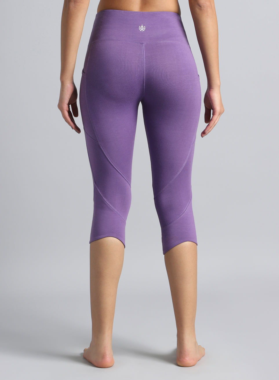 Women's Purple Yoga Flow Cotton Cropped Tights