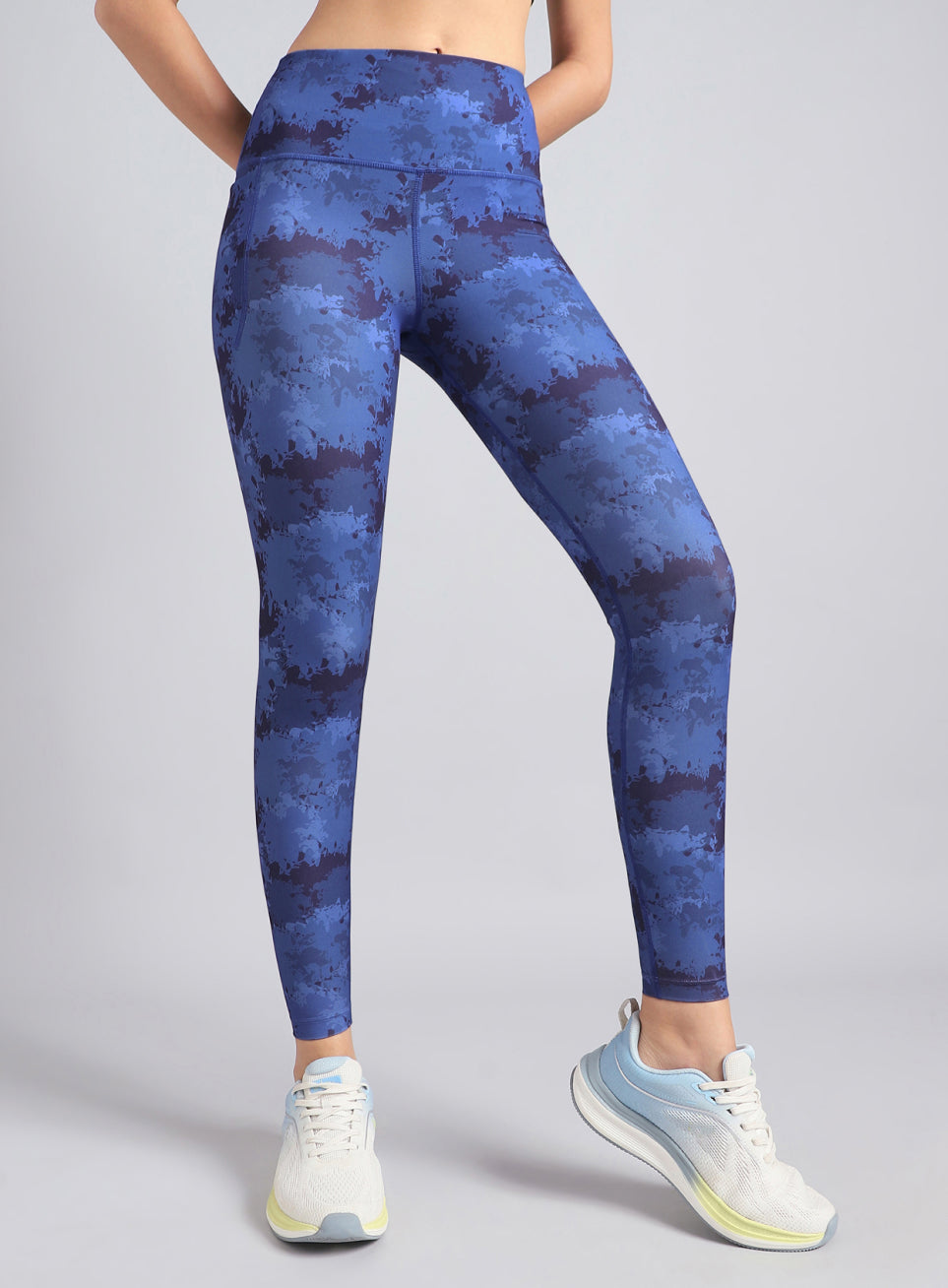 Women's Blue Printed Performance Tights