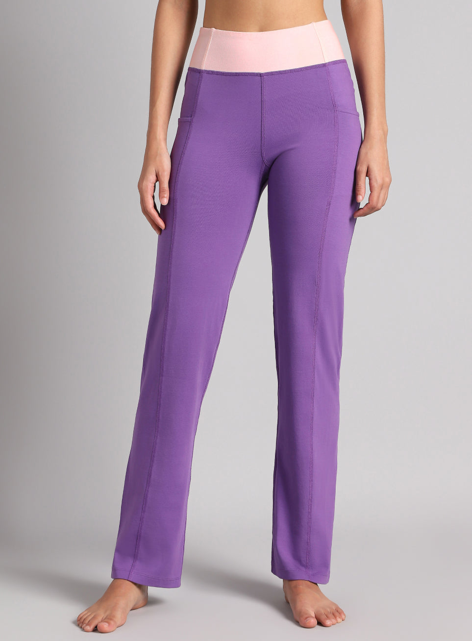 Women's Purple Yoga Straight Fit Trackpants
