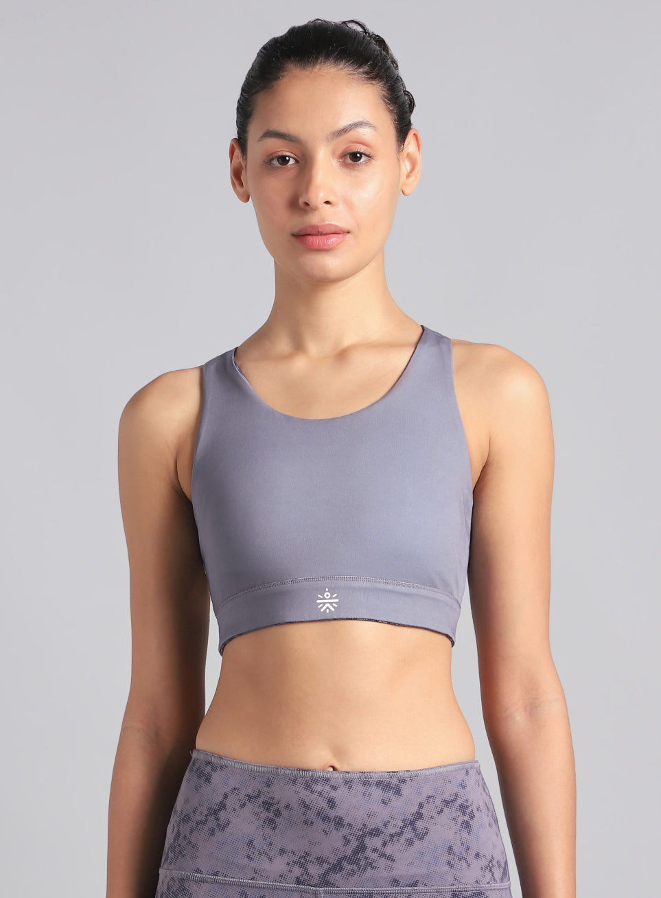 Women's Dark Grey Reversible Yoga High Support Bra