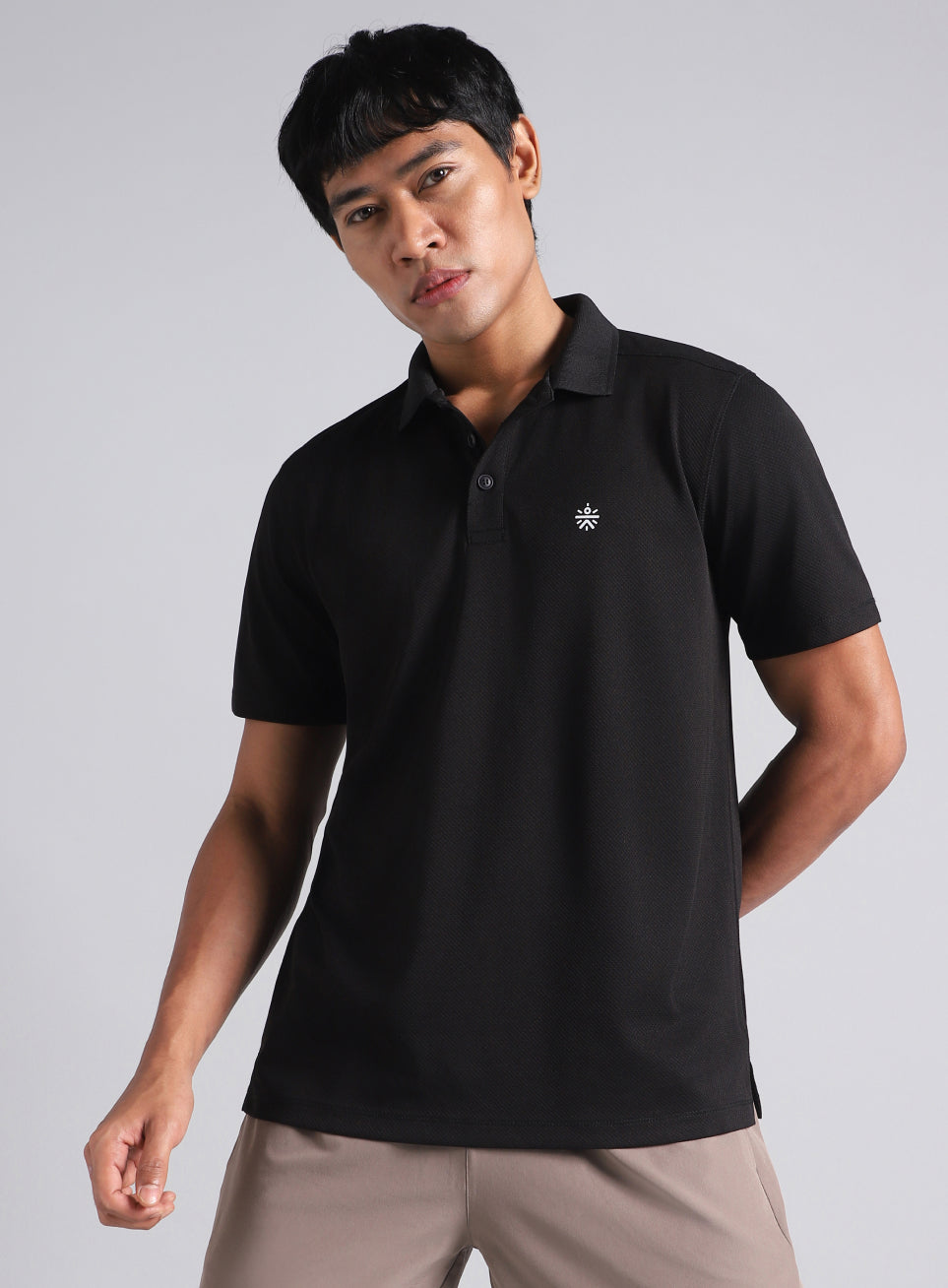Men's Black Performance Sculpted Polo T-shirt