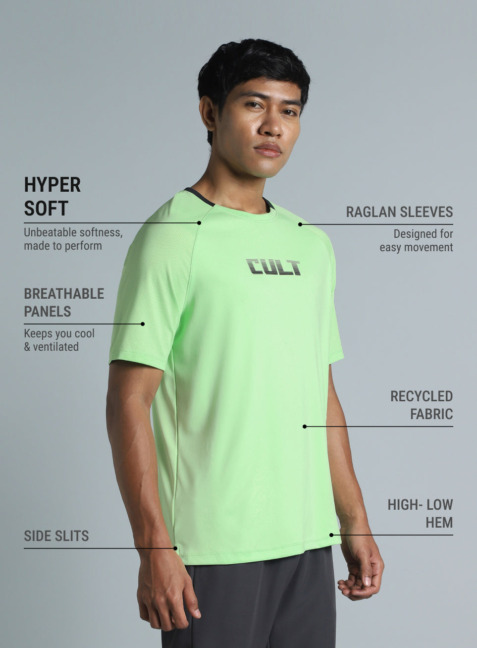 Men's Lime HIIT Recycled Poly Performance T-shirt