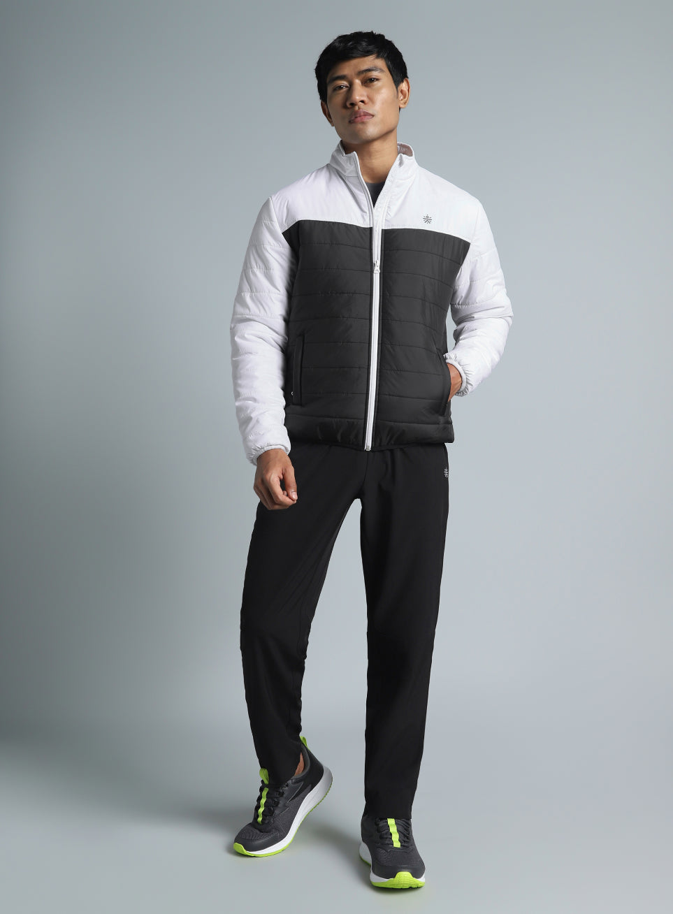 Men's Black Colorblock Puffer Jacket
