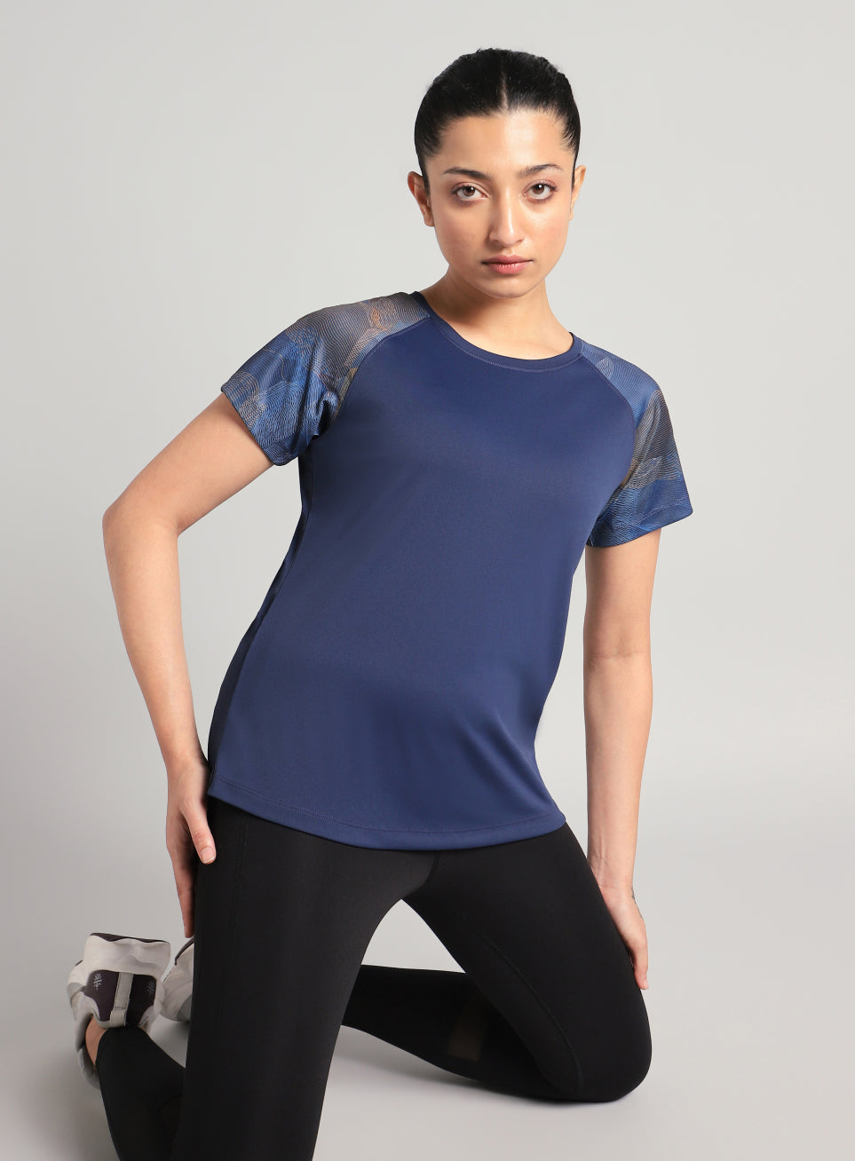 Women's Blue Printed Ultimate Training T-shirt
