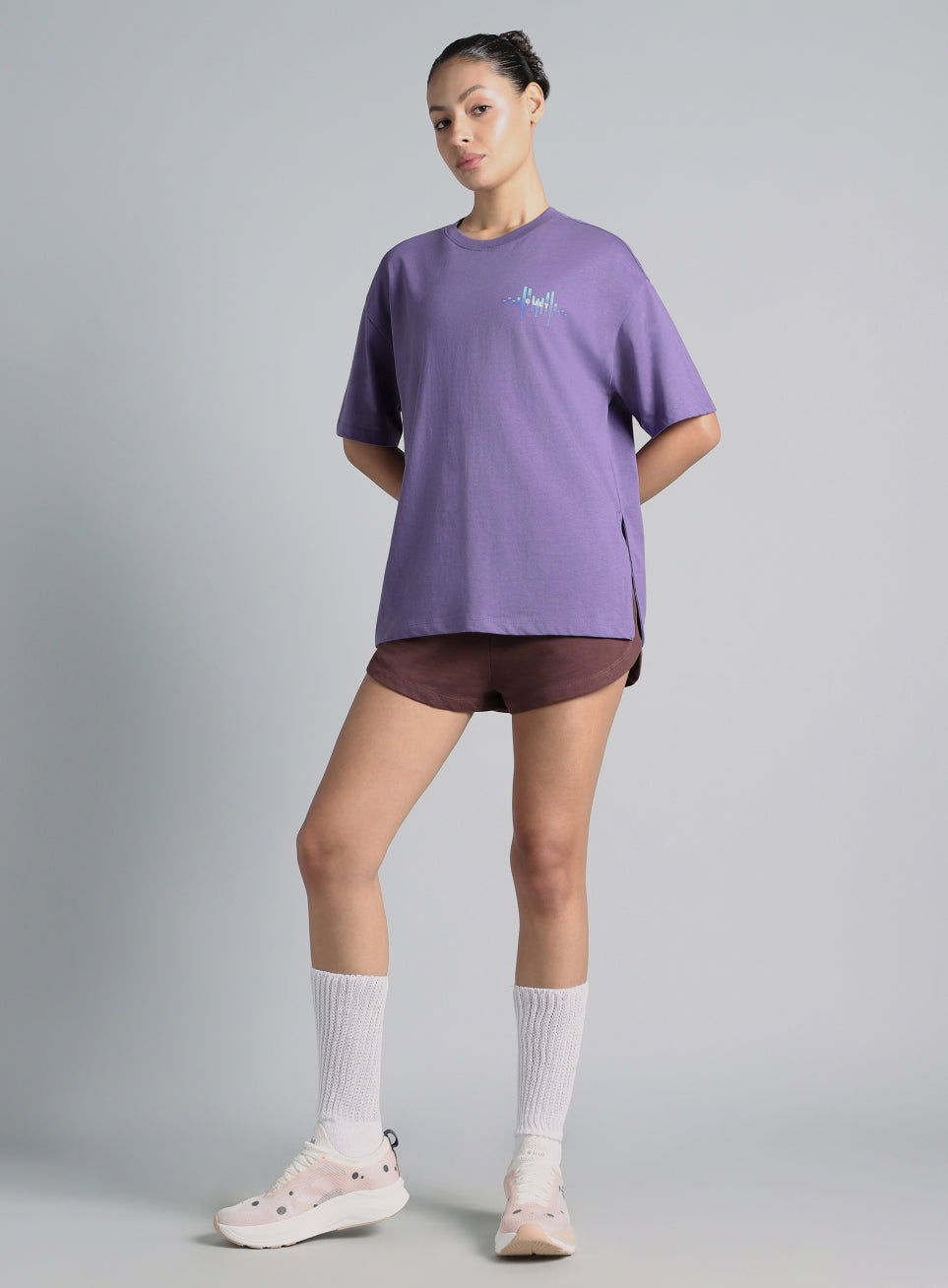 Women's Purple Feel the Beat Print T-shirt