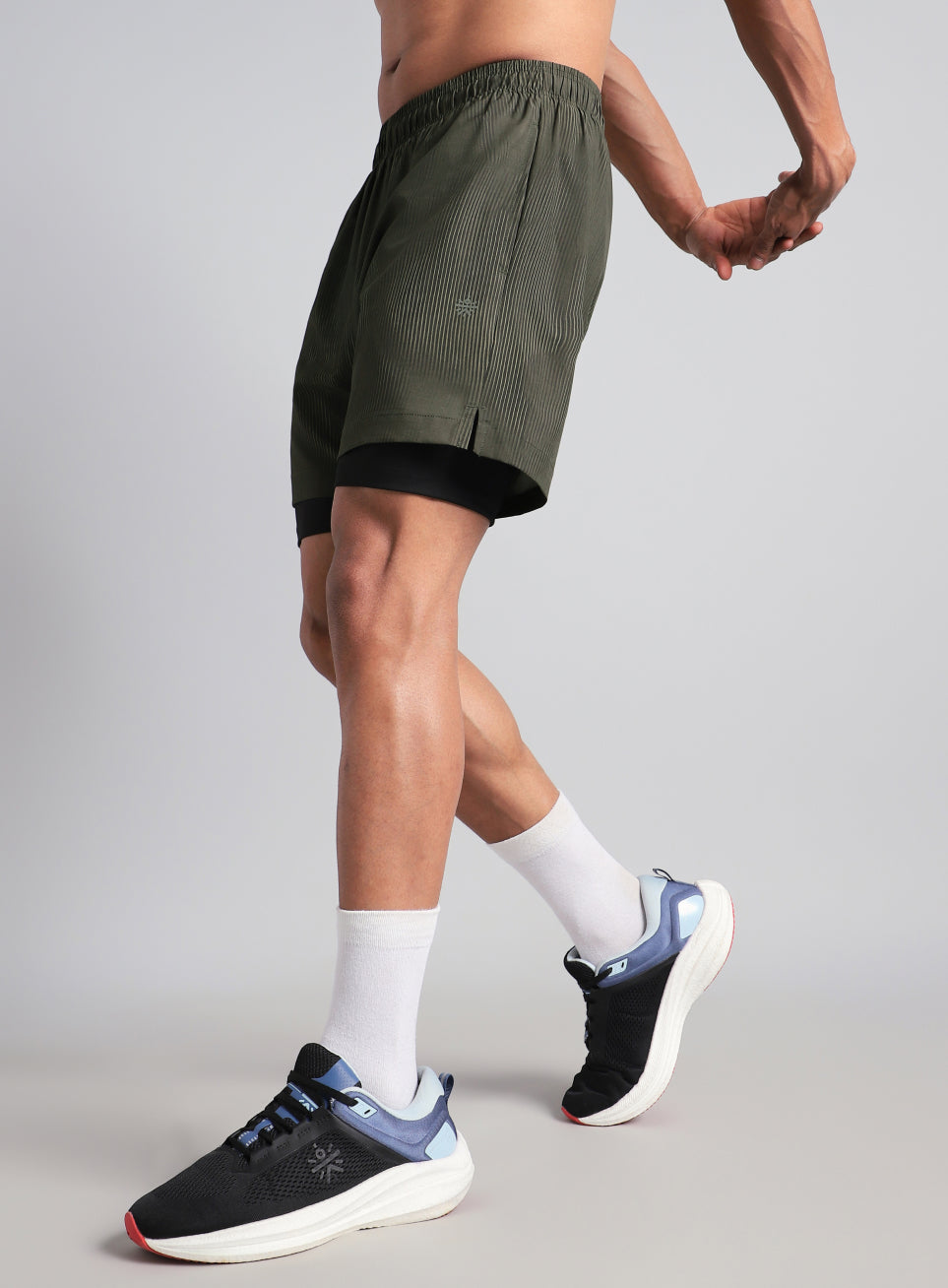 Men's Olive Urban Camo Run Built-in Shorts