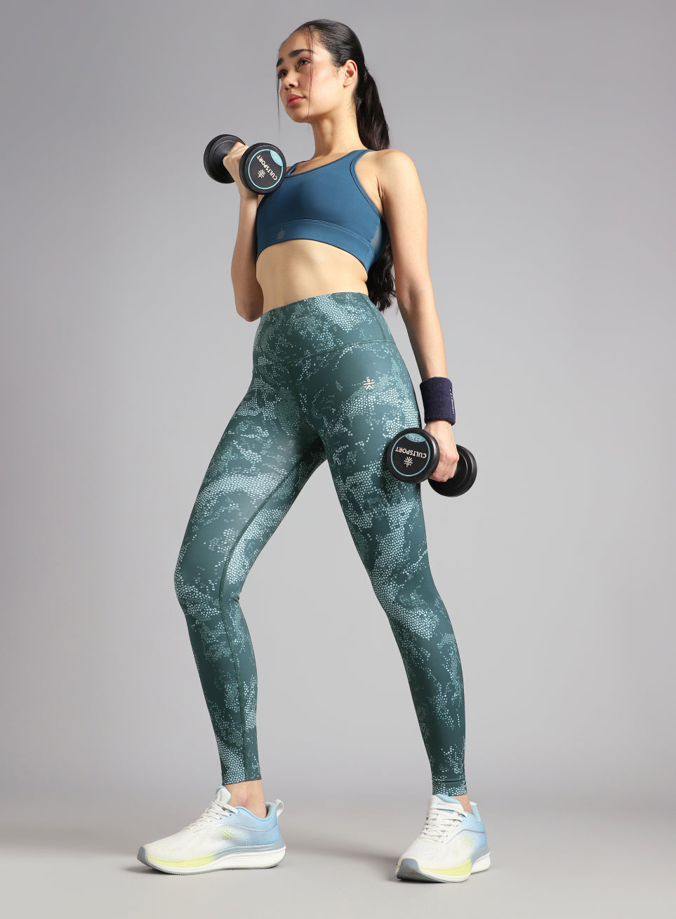 Women's Green Printed Train All Day COMFlex Tights
