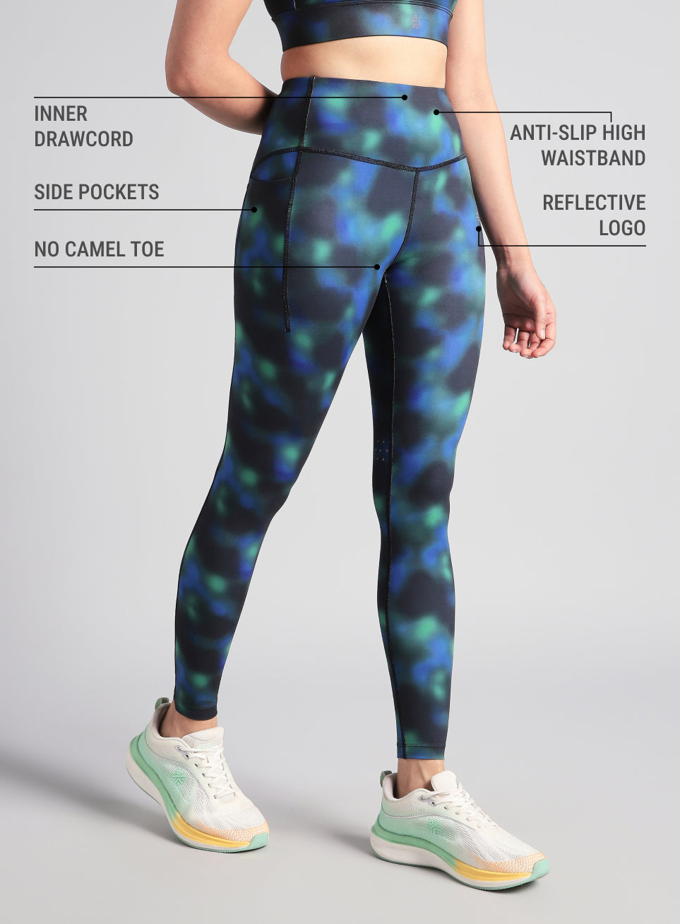 Women's Green AOP Runner's Pro COMFlex Tights