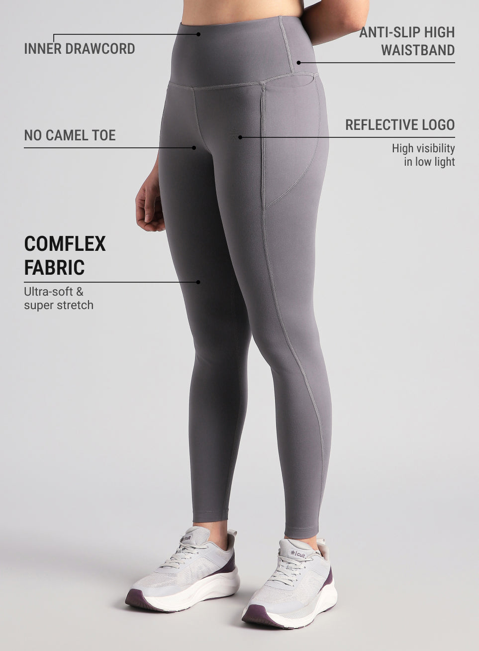Women's Grey Pace Pro COMFlex Tights