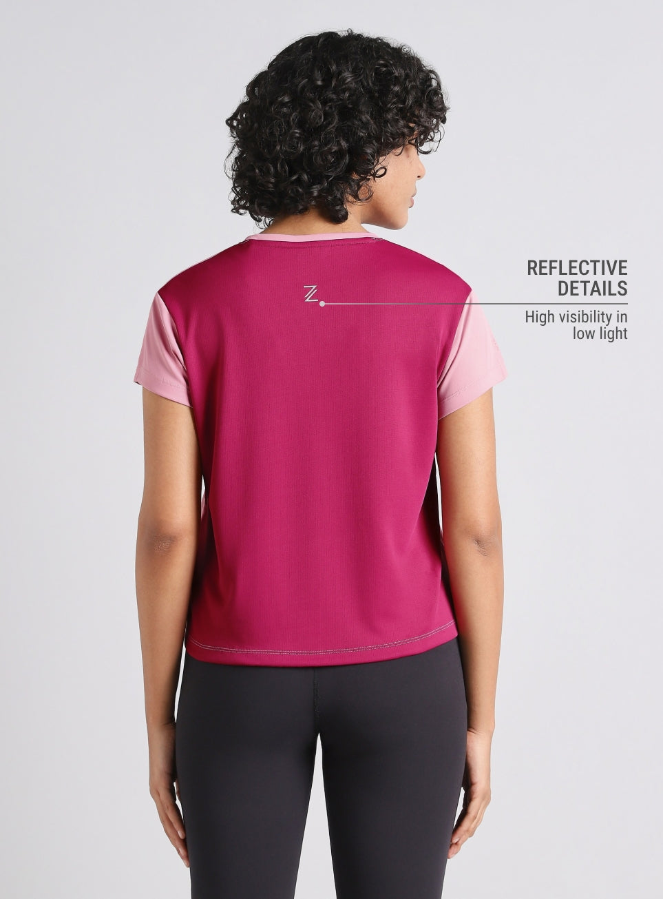 Women's Pink Colourblock Cropped Running T-shirt