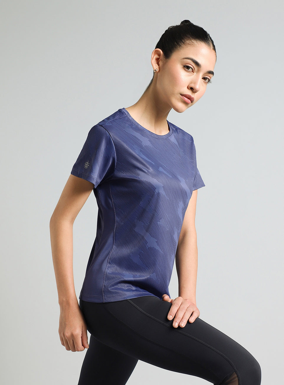 Women's Blue Urban Camo Running T-shirt