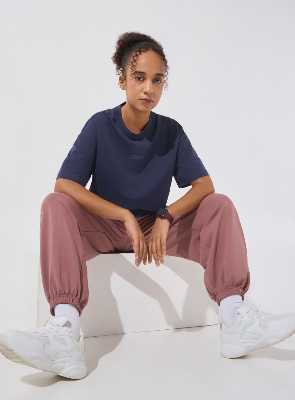 Women's Navy Soft Form Mid Boxy T-shirt