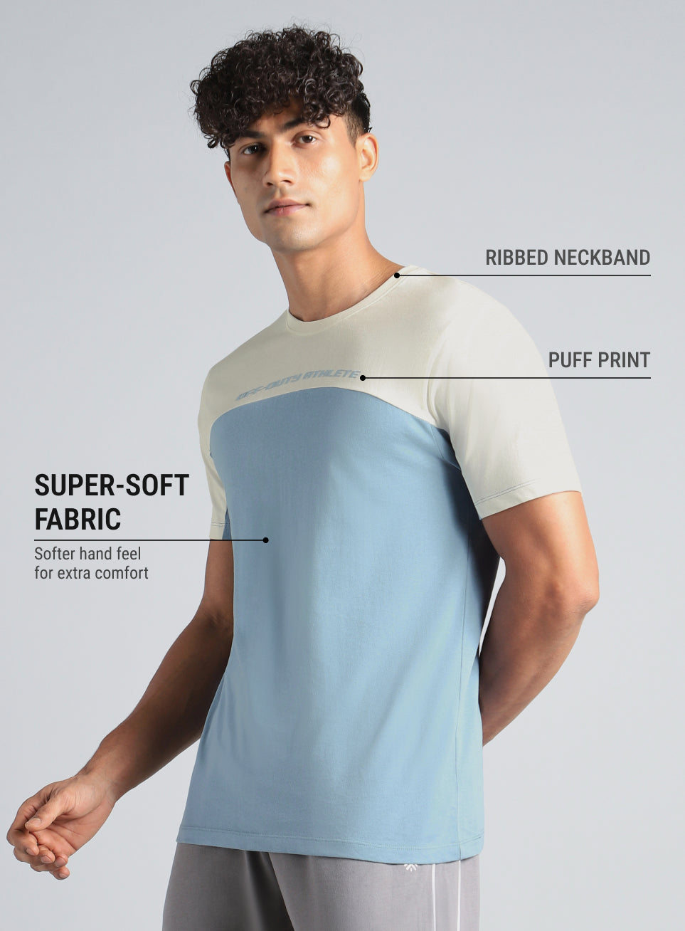 Men's Blue Offbeat Coloblock T-shirt
