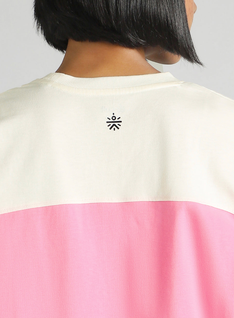 Women's Pink Offbeat Colorblock Oversized Fit T-Shirt