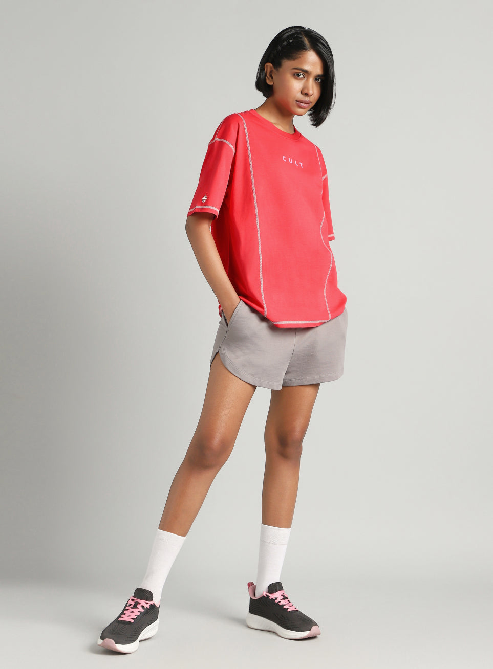 Women's Red Game On Cult Oversized Fit T-shirt