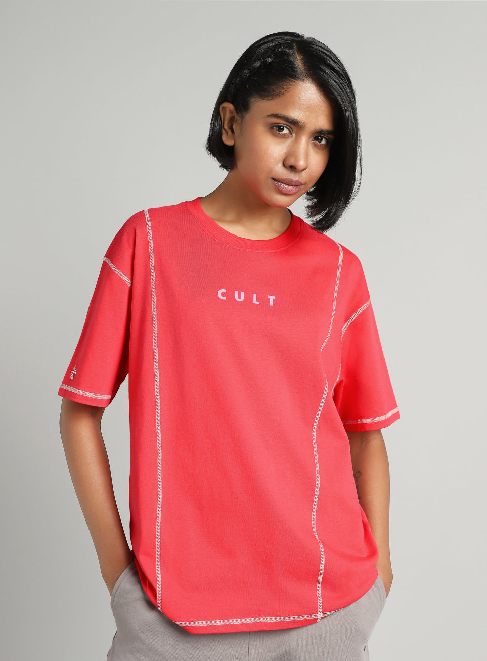 Women's Red Game On Cult Oversized Fit T-shirt