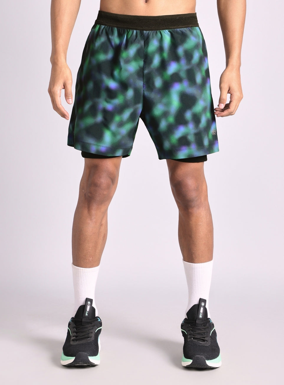 Men's Halo Print Night Run Shorts with Inbuilt Tights