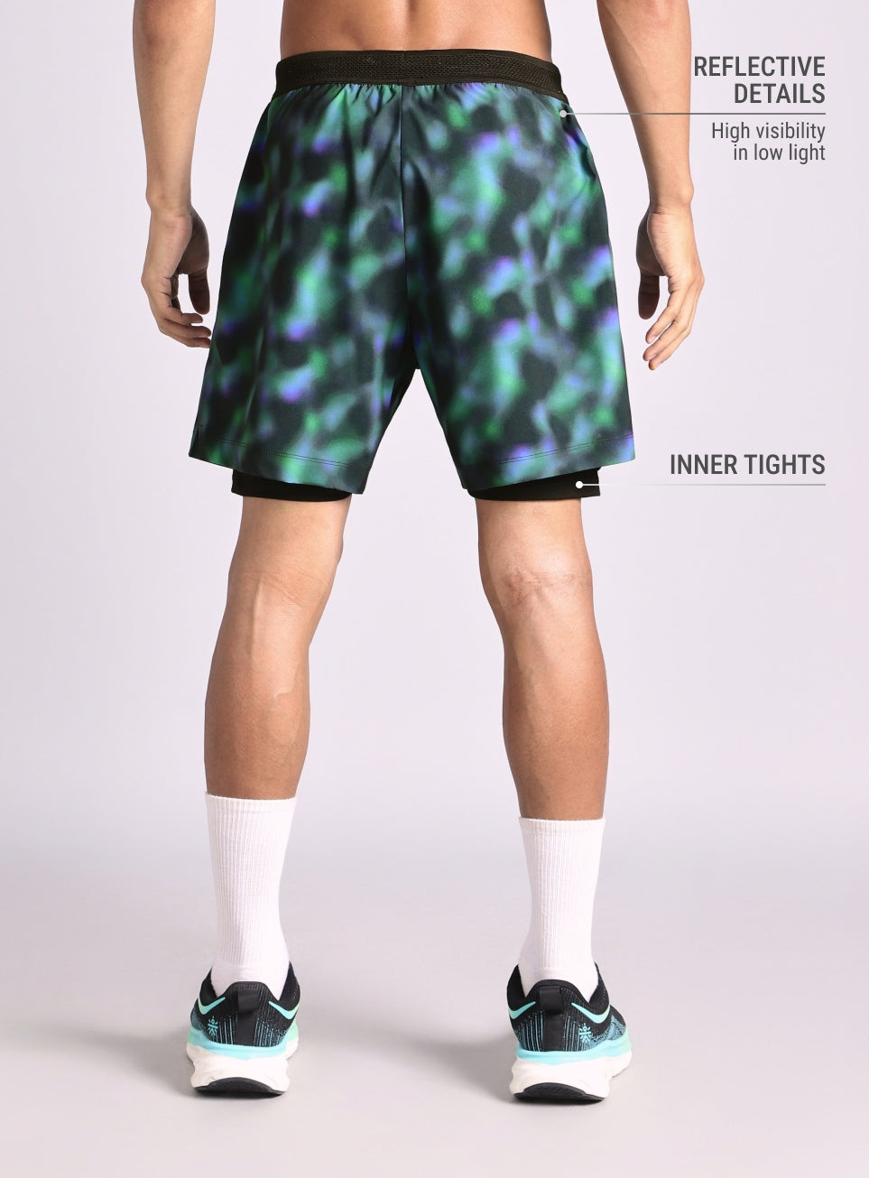 Men's Halo Print Night Run Shorts with Inbuilt Tights