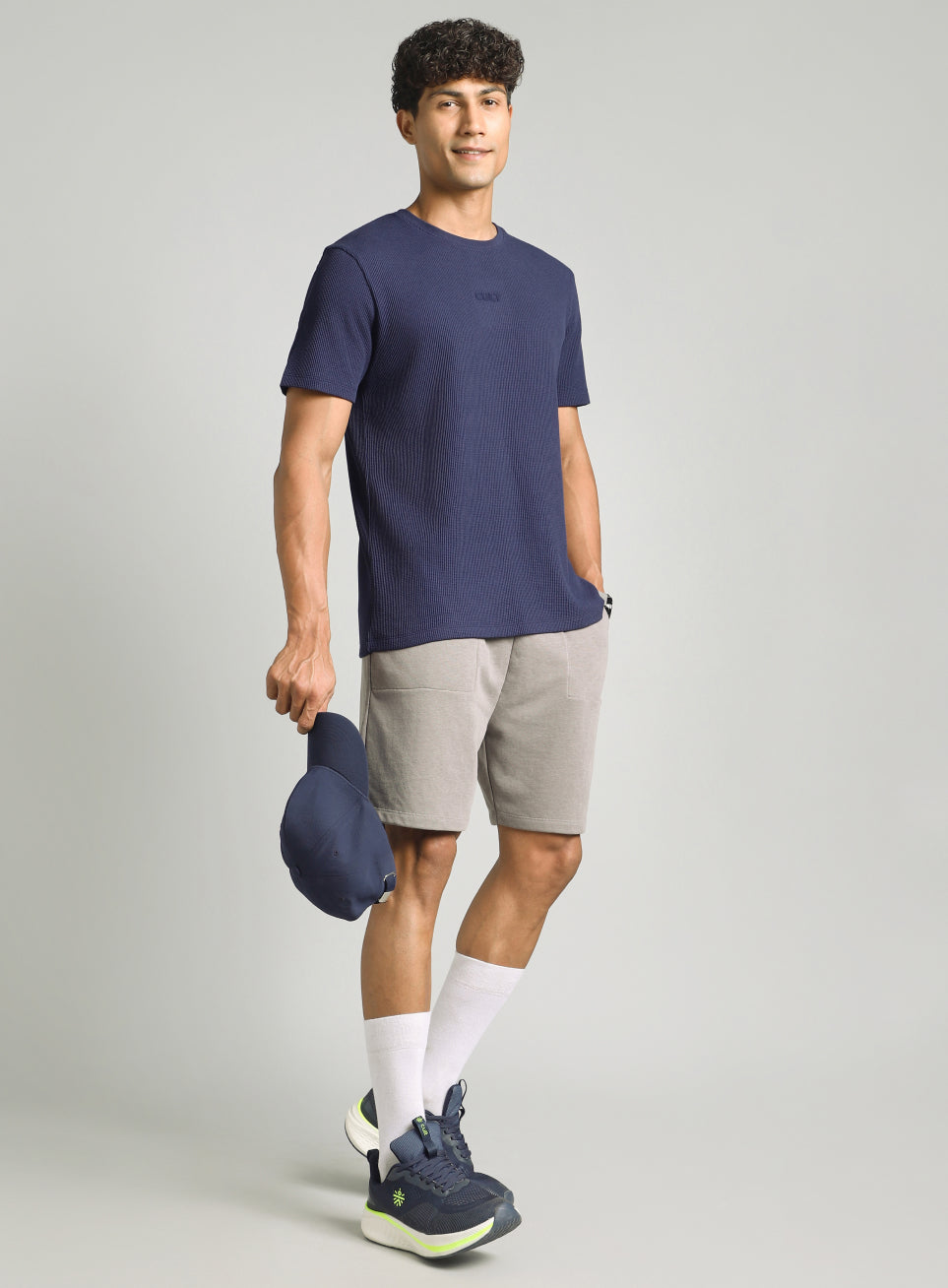 Men's Navy Essential Oversized Fit Waffle T-shirt