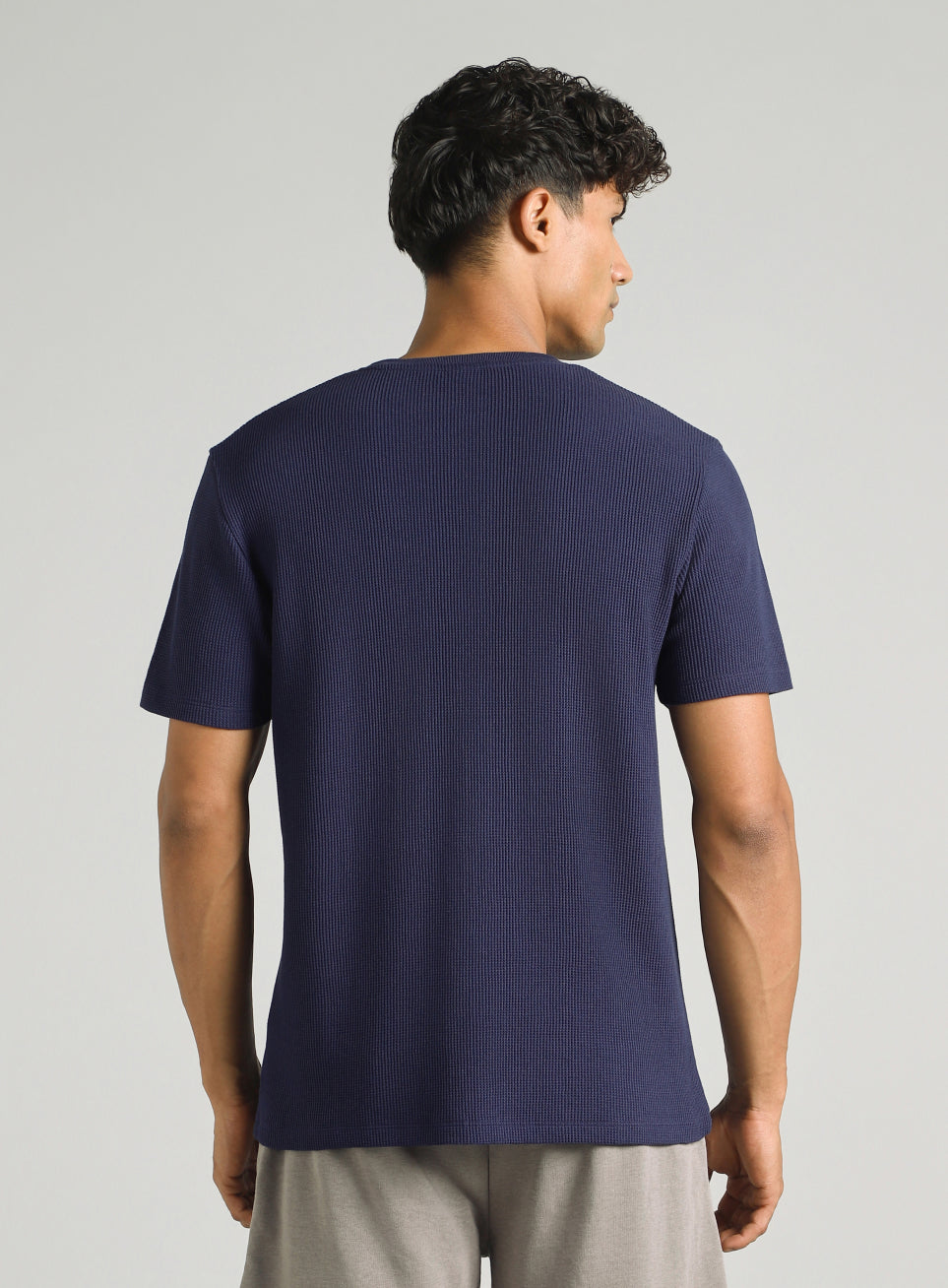 Men's Navy Essential Oversized Fit Waffle T-shirt
