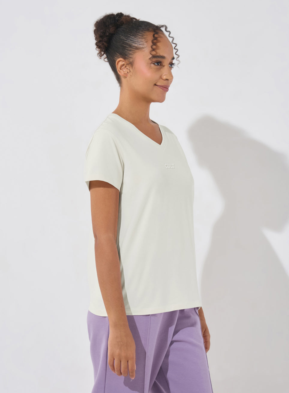 Women's Off-White Soft Form V-Neck T-shirt