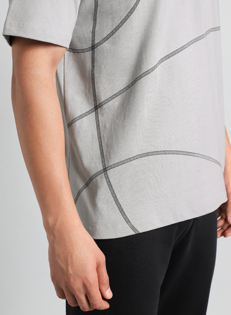 Men's Grey Basketball Imprint Relaxed Fit T-shirt