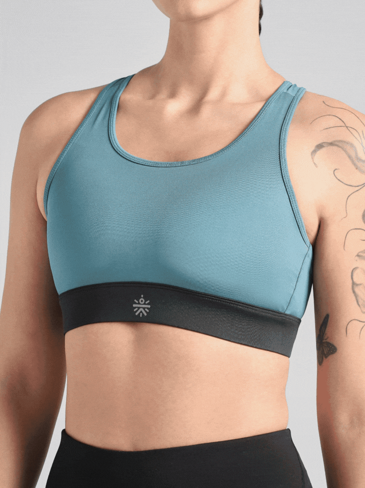 Women's Blue Run Forward High Support Bra