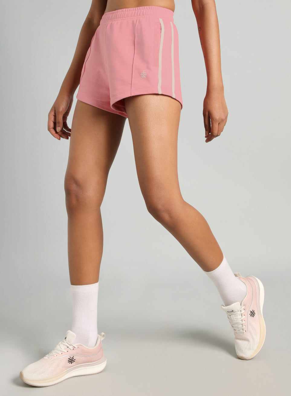 Women's Pink Contrast Power Tape Shorts