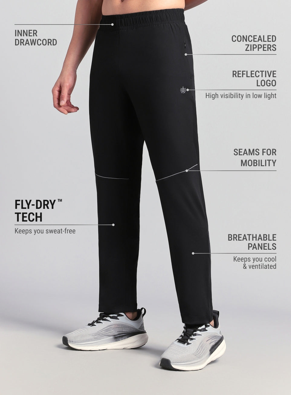 Men's After Black Dark Running Trackpants