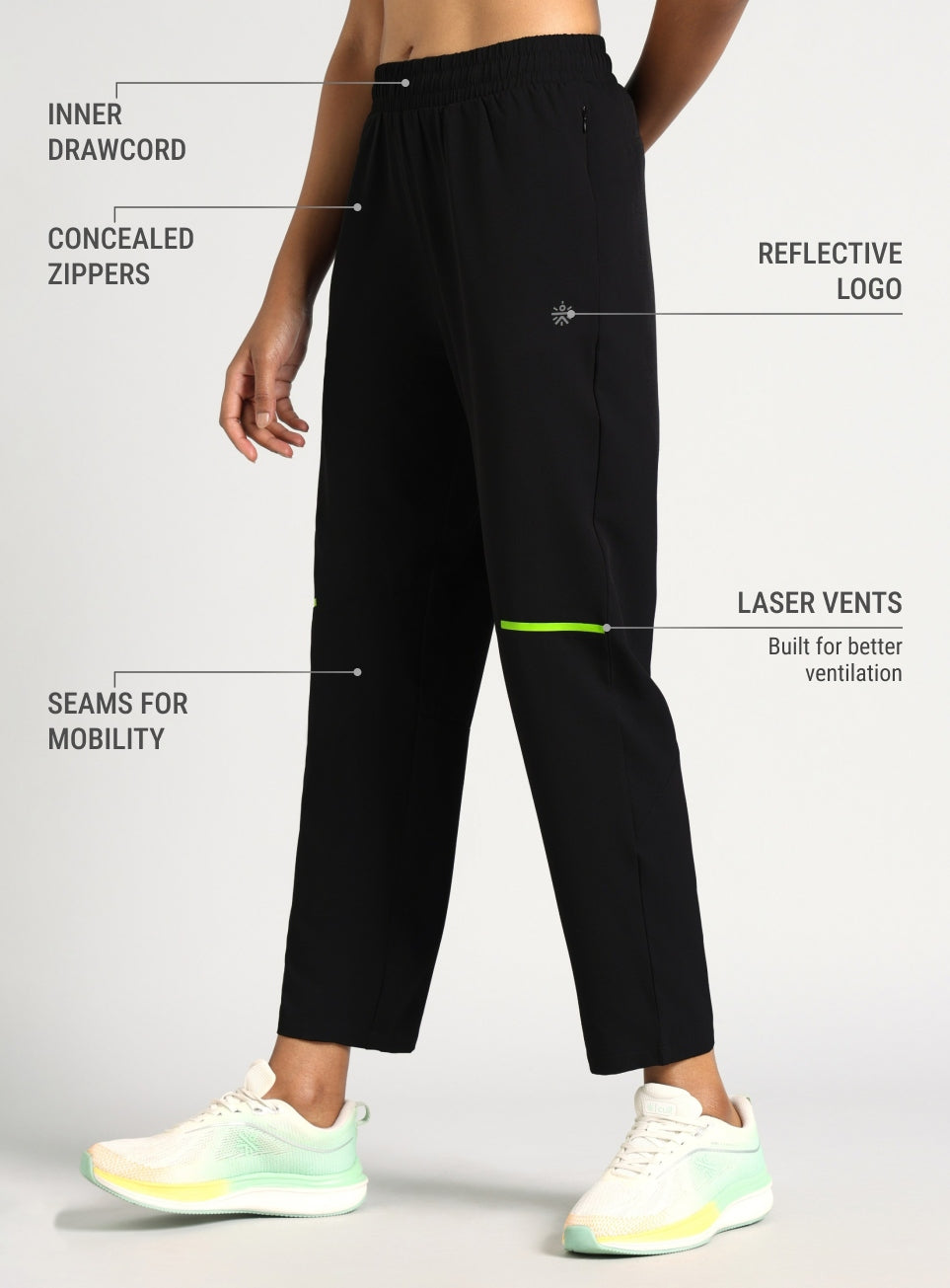 Women's Black Pace Pro Running Trackpants