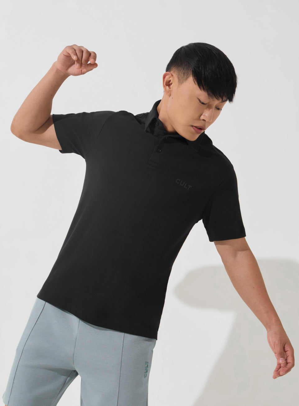 Men's Black Everyday Luxe Cotton Polo T-shirt