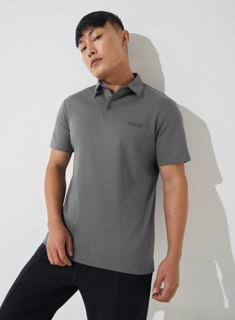 Men's Dark Grey Everyday Luxe Cotton Polo T-shirt